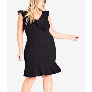 City Chic black Frill seeker dress size XL